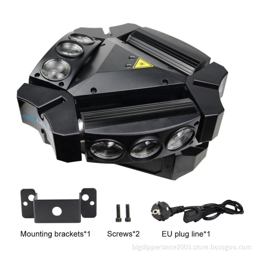 moving head light Big Dipper Betopper Seven Stars LM0910RG 9X10W RGBW 4in1 LED Moving Spider Light with RG Grating Laser Effects